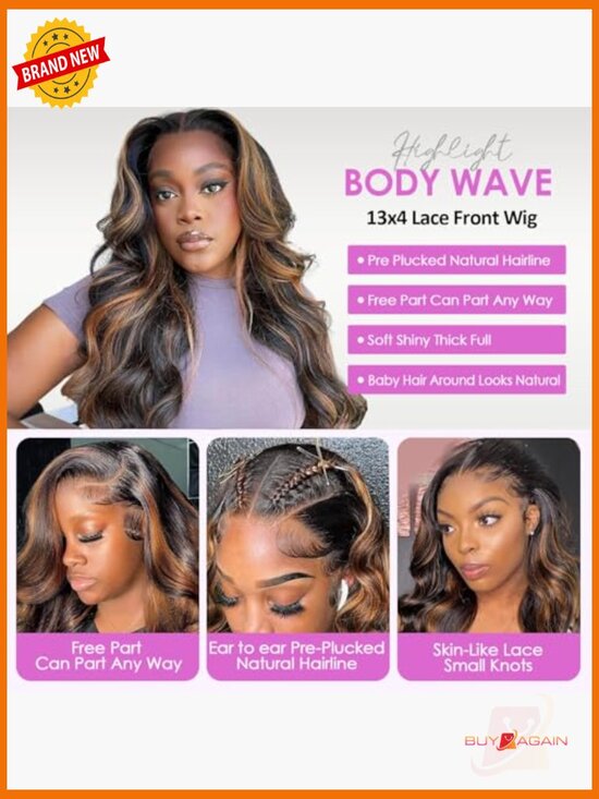 Ombre Lace Front Wig Human Hair Body Wave Pre Plucked 13x4 200 Density 20 Inch